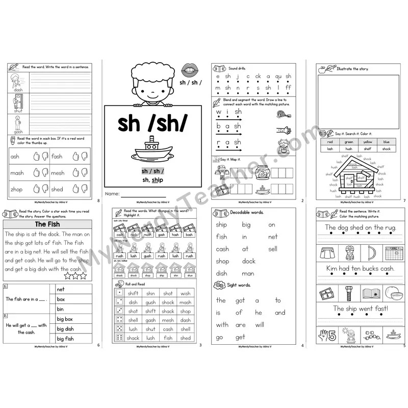 sh Digraph Decodable Booklet