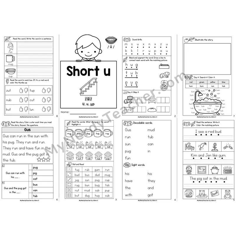 Short U Decodable Booklet
