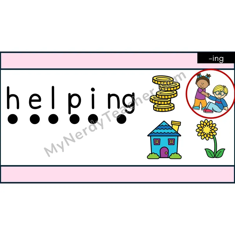 Suffix -ing (Inflectional) Decodable Words — Google Slides