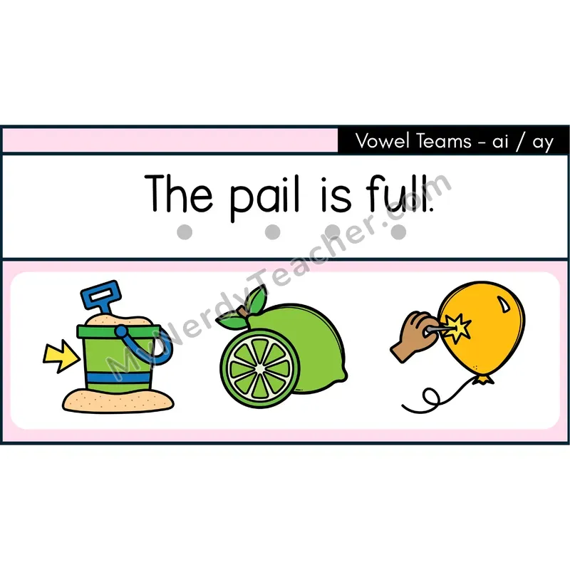 Vowel Teams ai, ay Decodable Sentences — Google Slides