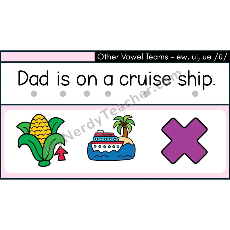Long U Vowel Teams (ew, ui, ue) Decodable Sentences — Google Slides