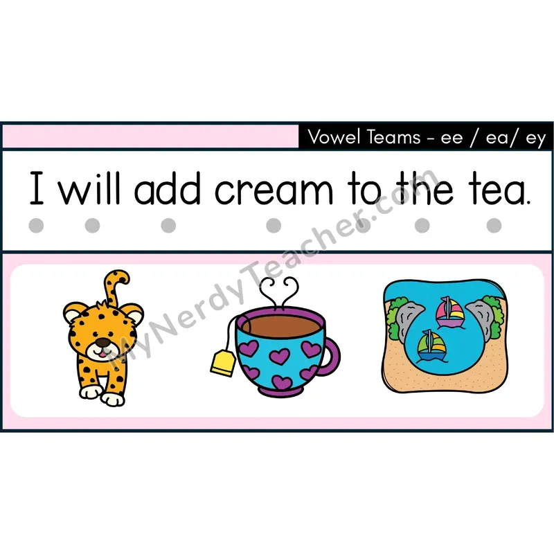 Vowel Teams ee, ea, ey Decodable Sentences — PowerPoint