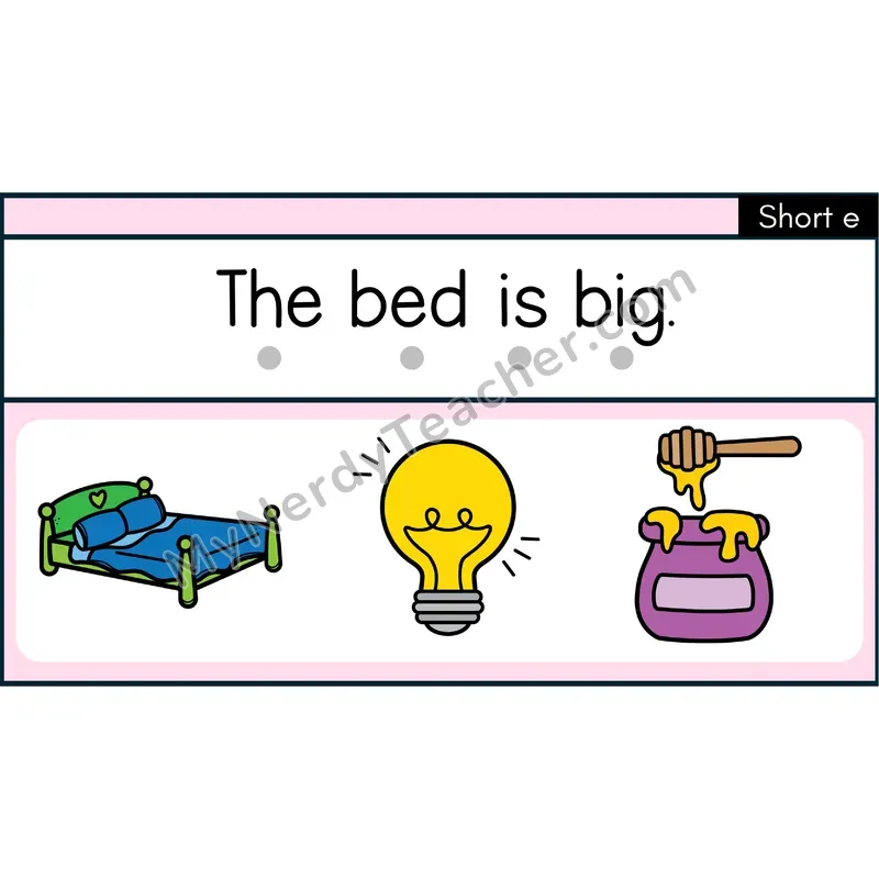 Short E (CVC) Decodable Sentences — PowerPoint
