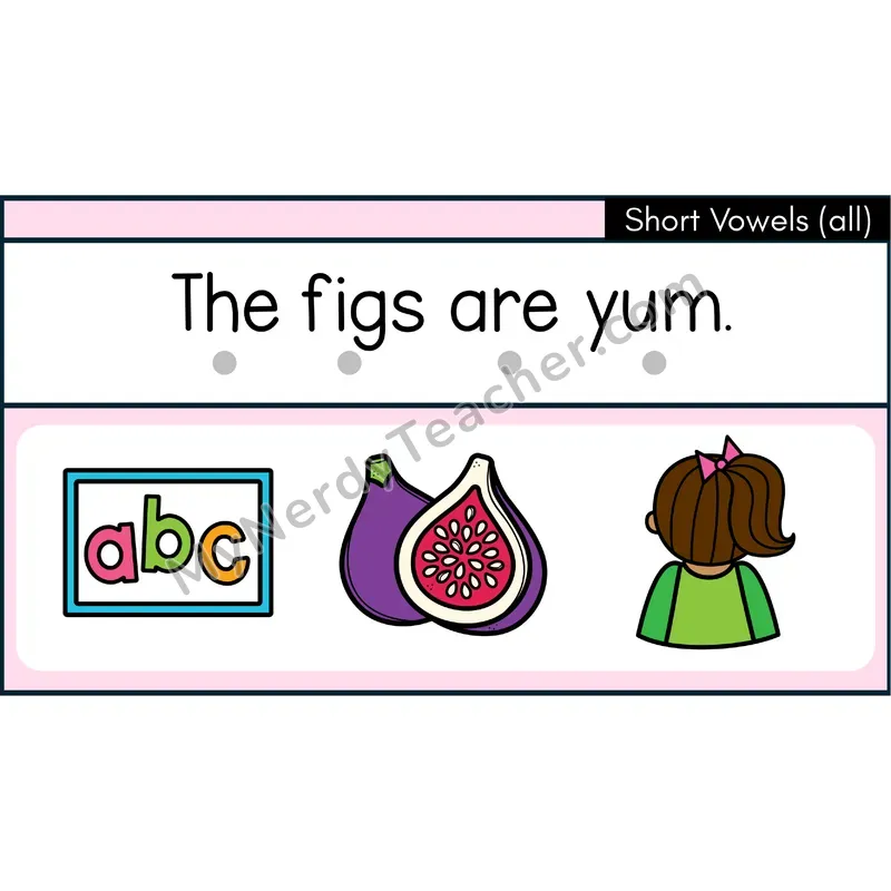 Short Vowels Review (all) Decodable Sentences — Digital Slides