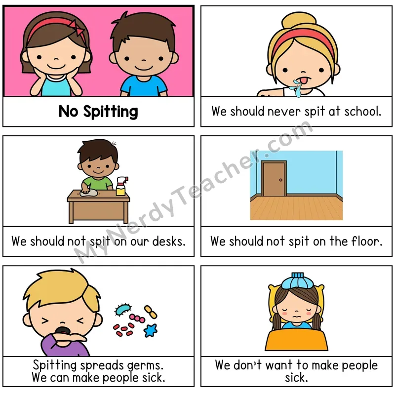 No Spitting Digital Social Story Booklet
