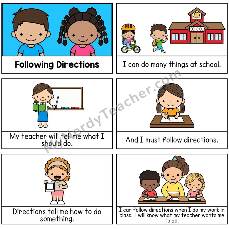 Following Directions Digital Social Story Booklet