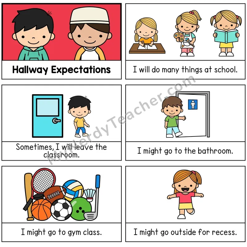 Hallway Expectations Digital Social Story Booklet