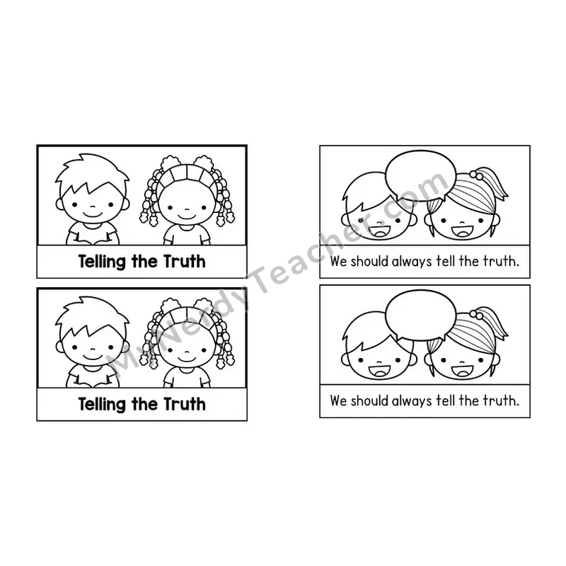 Telling the Truth Social Story Booklet — Black and White