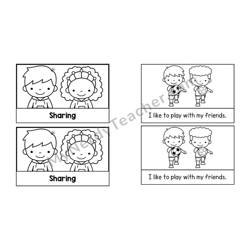 Sharing Social Story Booklet — Black and White