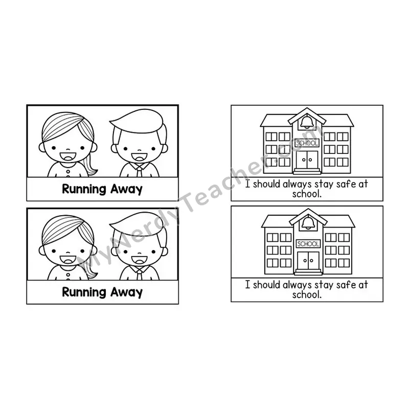 Running Away Social Story Booklet — Black and White