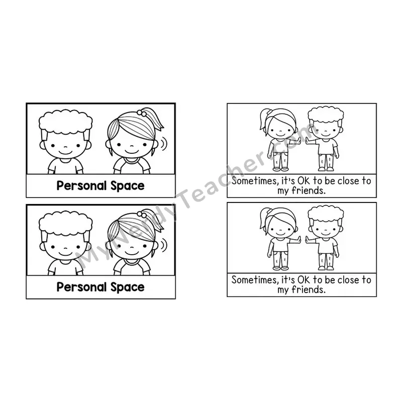 Personal Space Social Story Booklet — Black and White