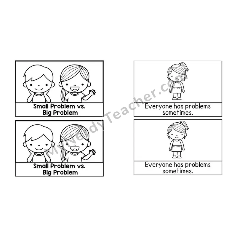 Small Problem vs. Big Problem Social Story Booklet — Black and White