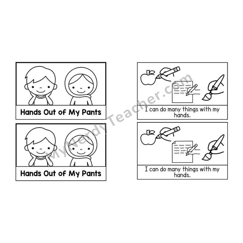 Hands Out of My Pants Social Story Booklet — Black and White