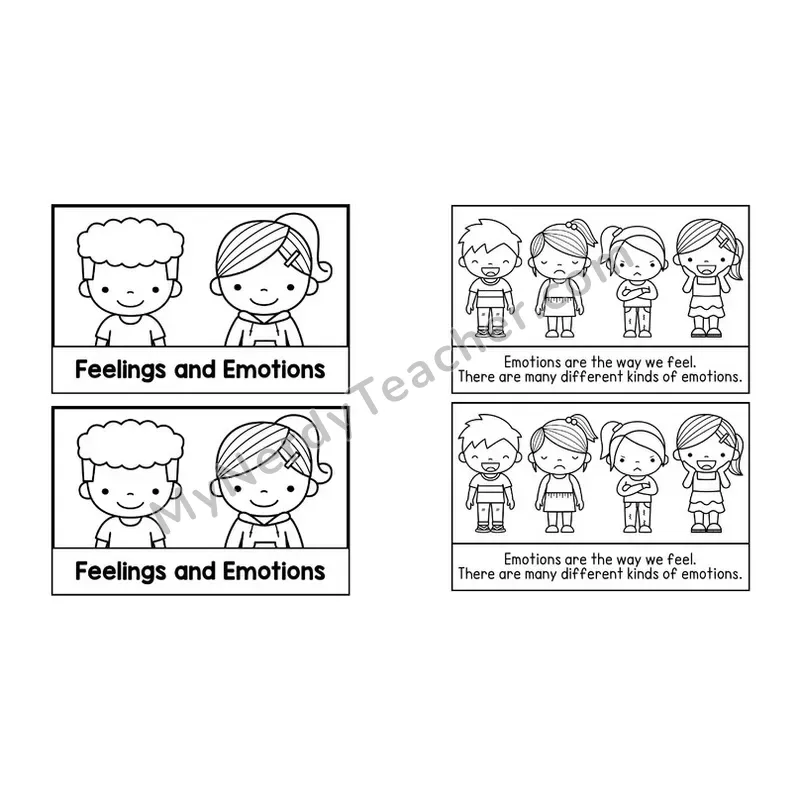 Feelings and Emotions Social Story Booklet — Black and White
