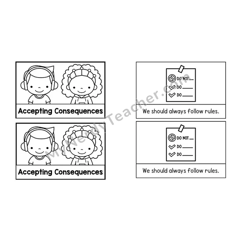 Accepting Consequences Social Story Booklet — Black and White