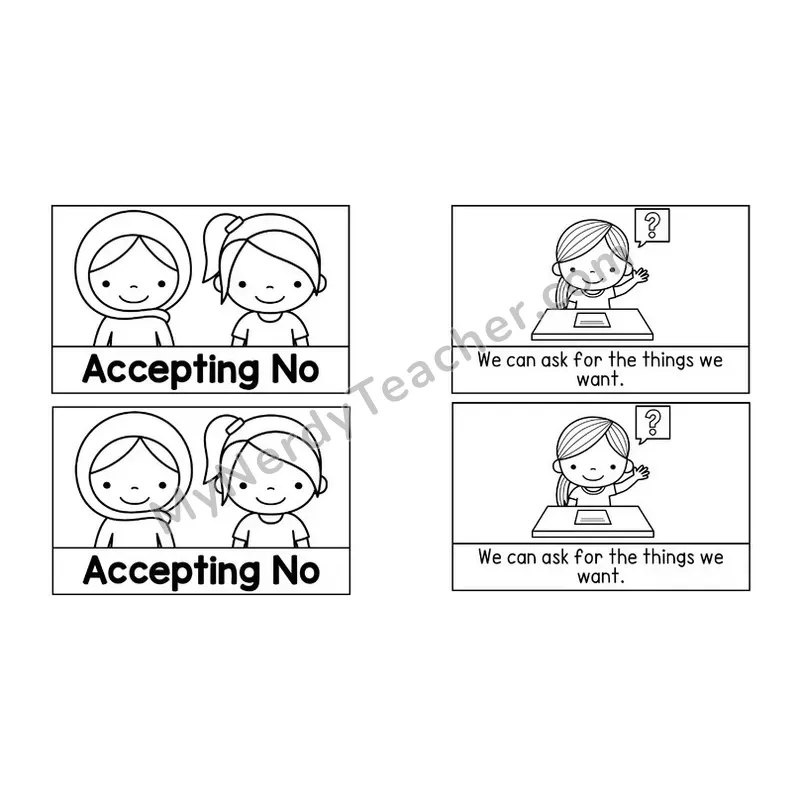 Accepting No Social Story Booklet — Black and White