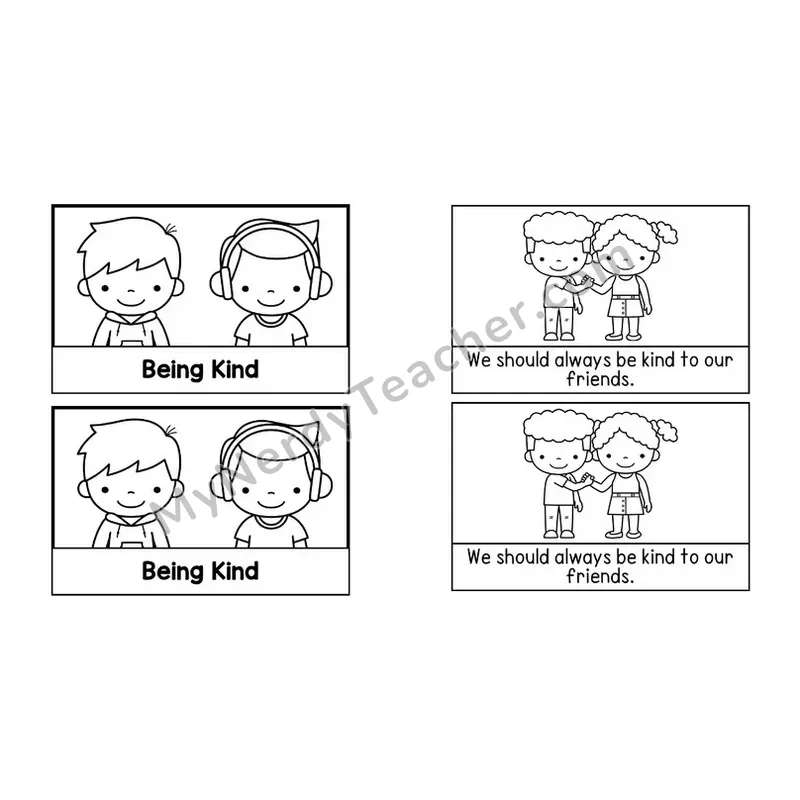Being Kind Social Story Booklet — Black and White