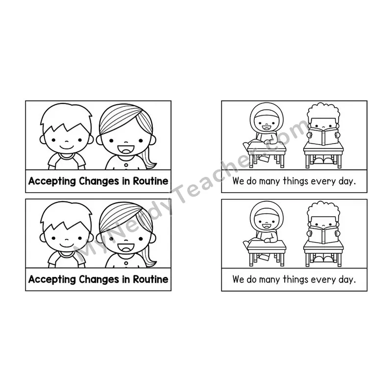 Accepting Changes in Routine Social Story Booklet — Black and White