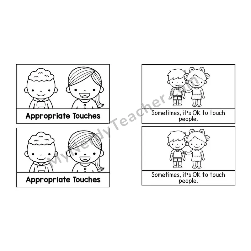 Appropriate Touches Social Story Booklet — Black and White