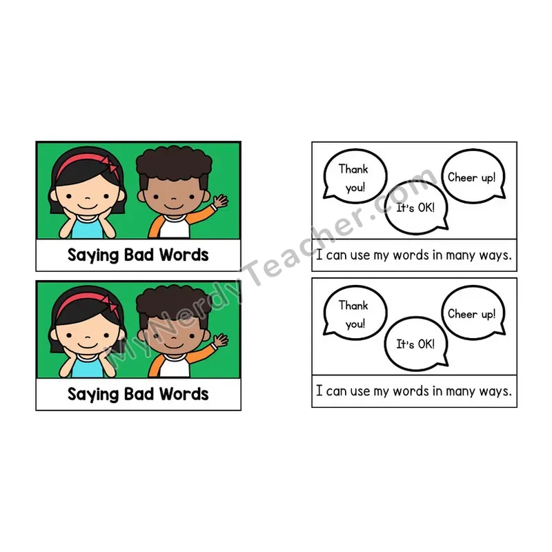 Saying Bad Words Social Story Booklet — Color