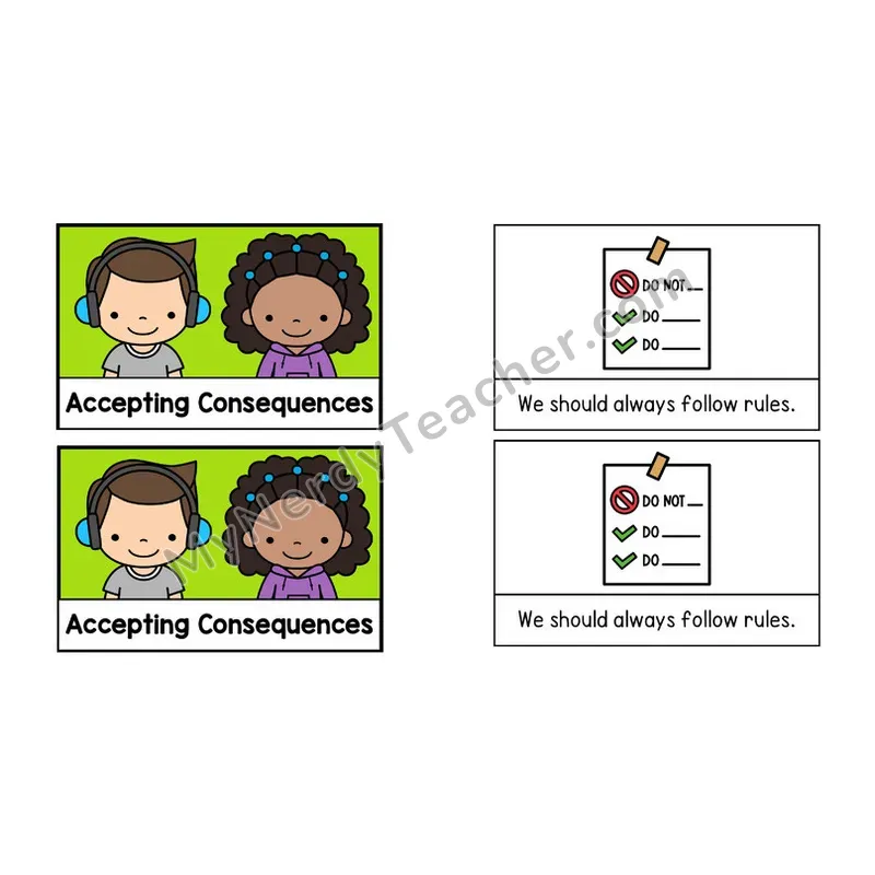 Accepting Consequences Social Story Booklet — Color