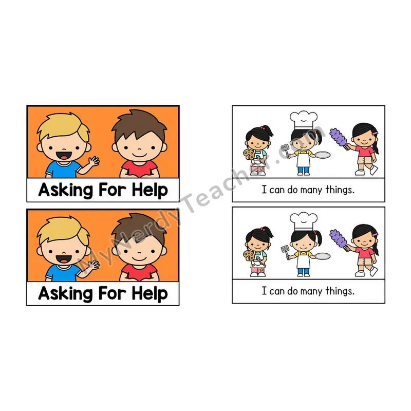 Asking For Help Social Story Booklet — Color