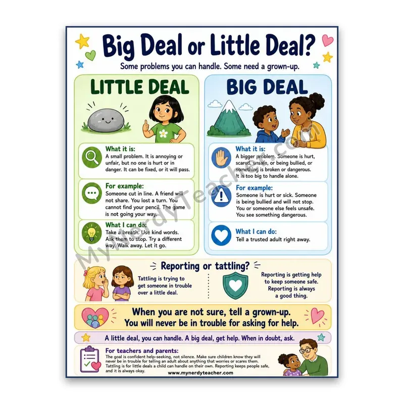 Big Deal or Little Deal Poster — Big vs Little Problems & Tattling