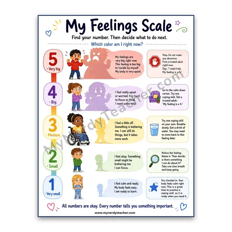 My Feelings Scale Poster — Rate Big Emotions from 1 to 5