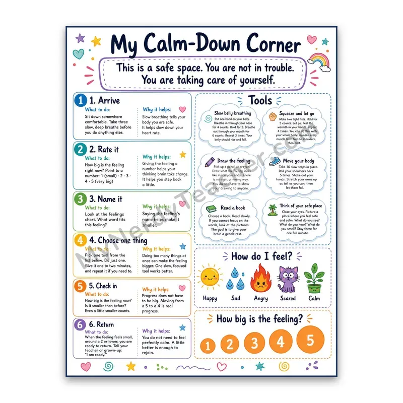 My Calm-Down Corner Poster — Calm Corner Routine & Tools