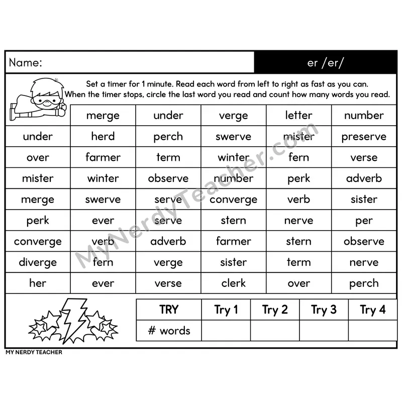R-Controlled er /er/ Word Fluency Drill