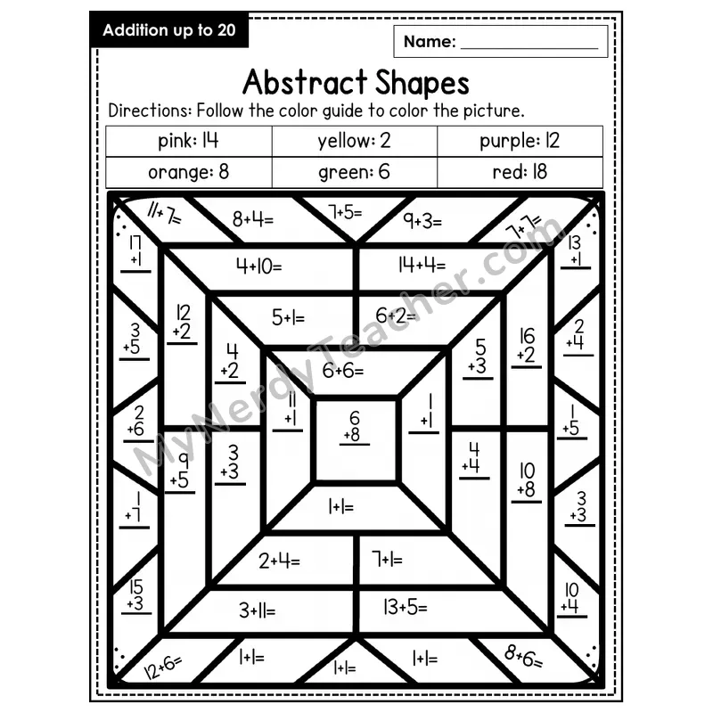 Addition to 20 Color by Number — Abstract Shapes (Page 2)