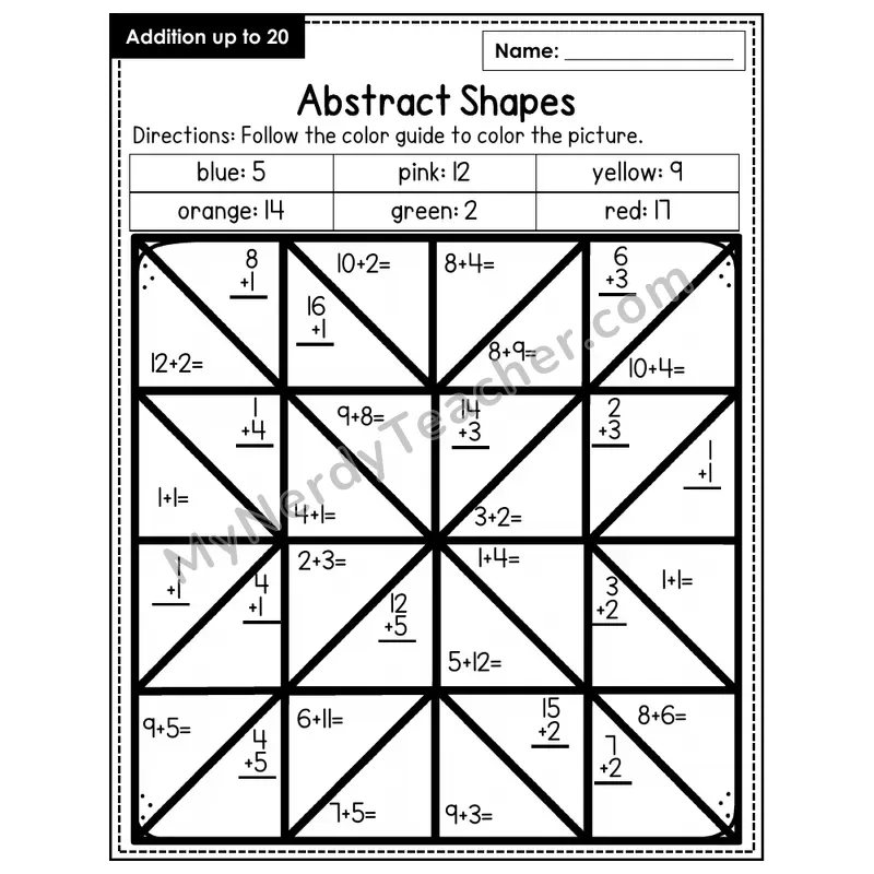 Addition to 20 Color by Number — Abstract Shapes (Page 8)