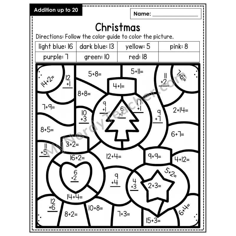 Addition to 20 Color by Number — Christmas (Page 5)