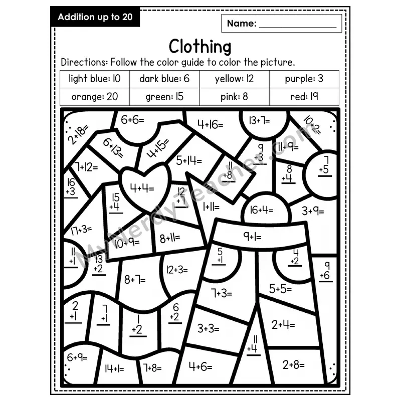 Addition to 20 Color by Number — Clothing (Page 5)