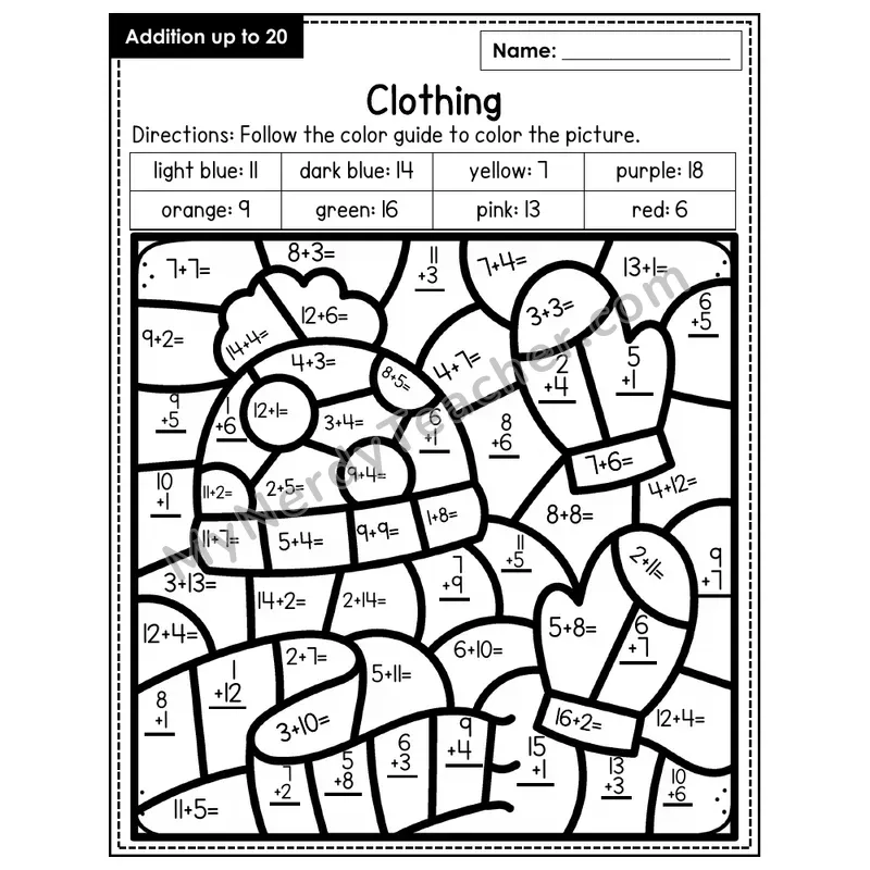 Addition to 20 Color by Number — Clothing (Page 3)