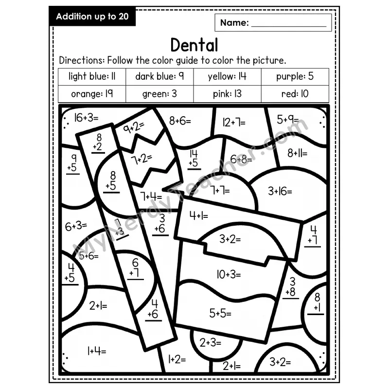 Addition to 20 Color by Number — Dental (Page 2)