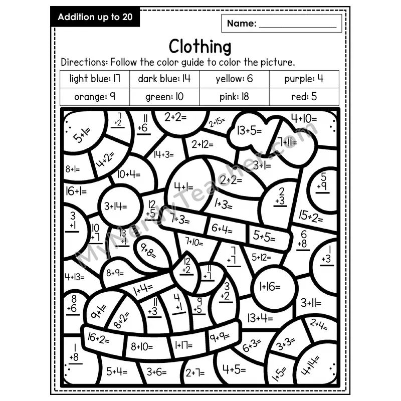 Addition to 20 Color by Number — Clothing (Page 6)
