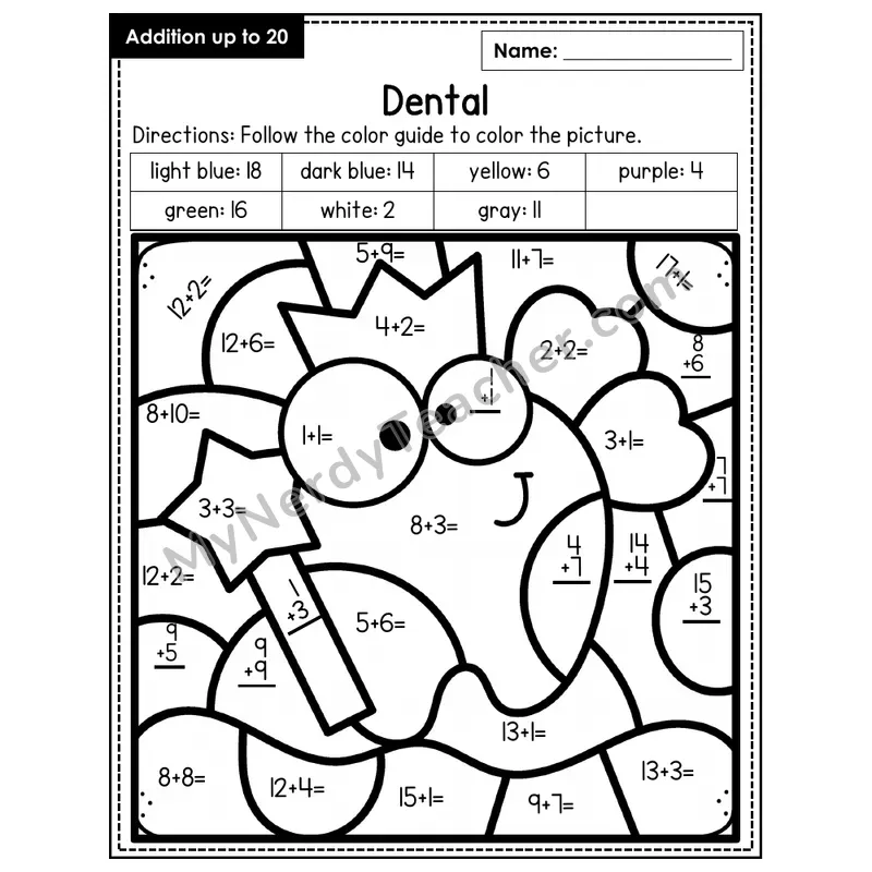 Addition to 20 Color by Number — Dental (Page 3)