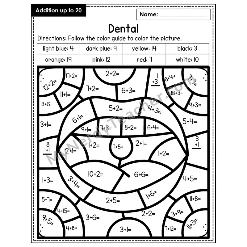 Addition to 20 Color by Number — Dental (Page 6)
