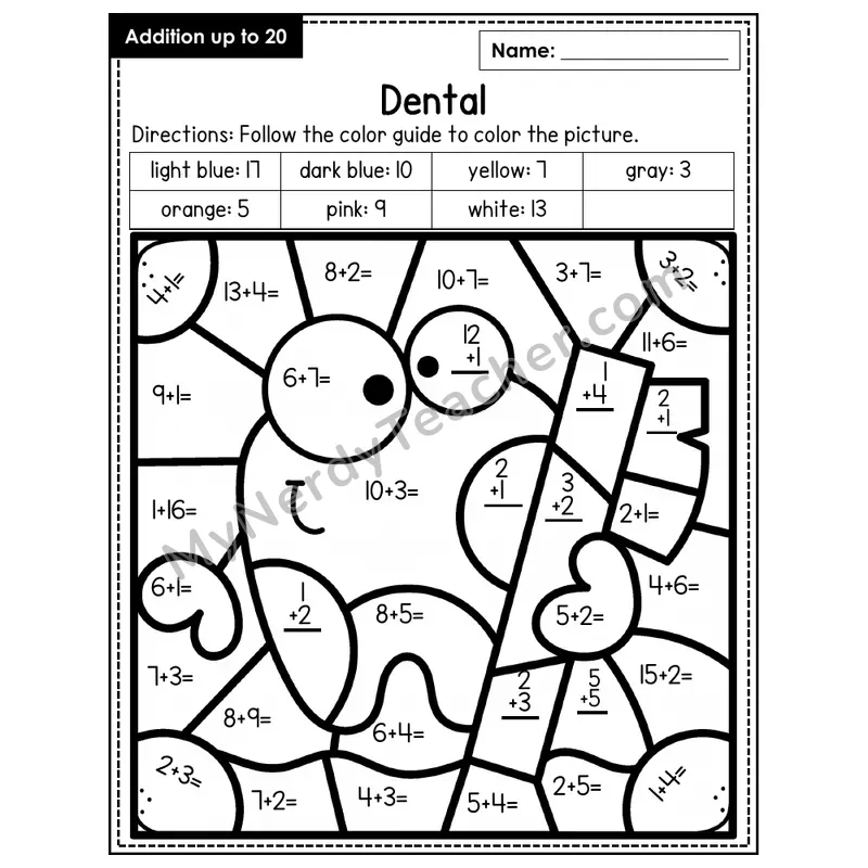 Addition to 20 Color by Number — Dental (Page 4)