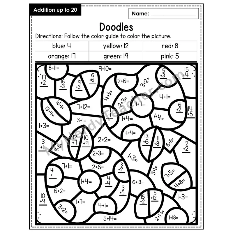 Addition to 20 Color by Number — Doodles (Page 5)