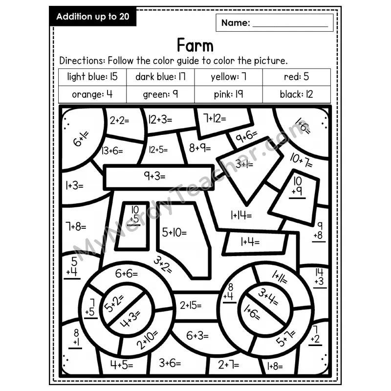 Addition to 20 Color by Number — Farm (Page 7)