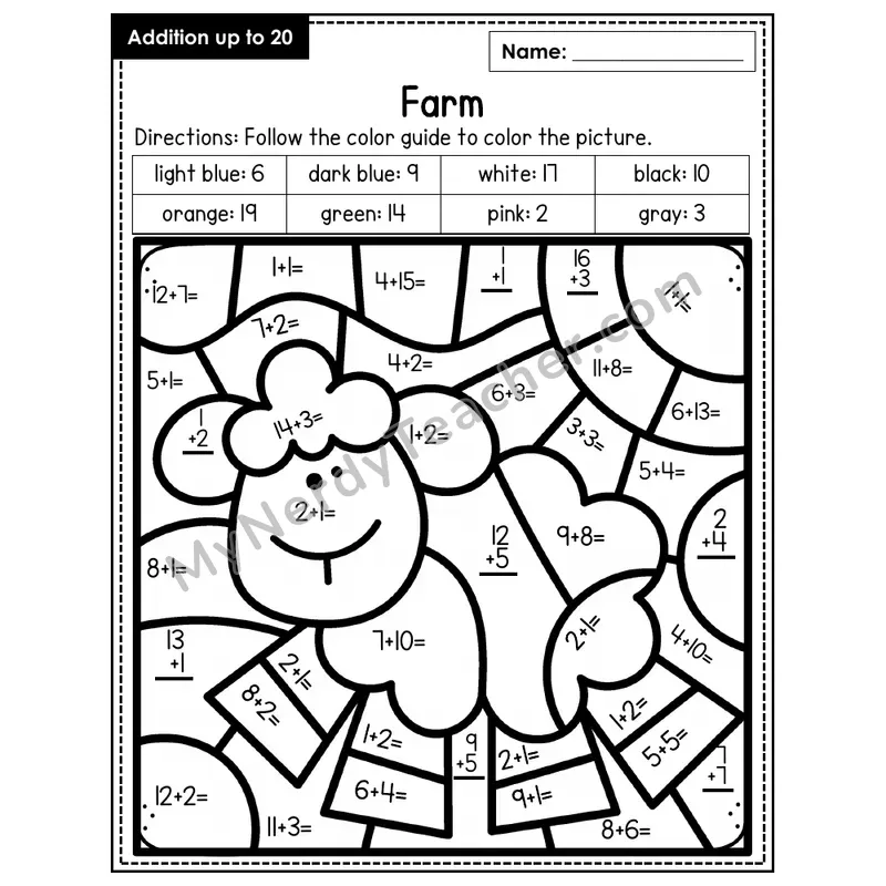 Addition to 20 Color by Number — Farm (Page 6)