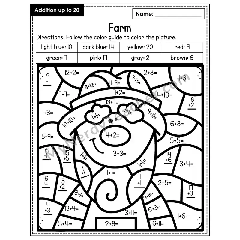 Addition to 20 Color by Number — Farm (Page 8)
