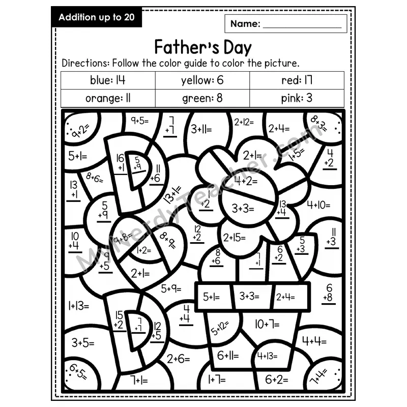 Addition to 20 Color by Number — Father's Day (Page 3)