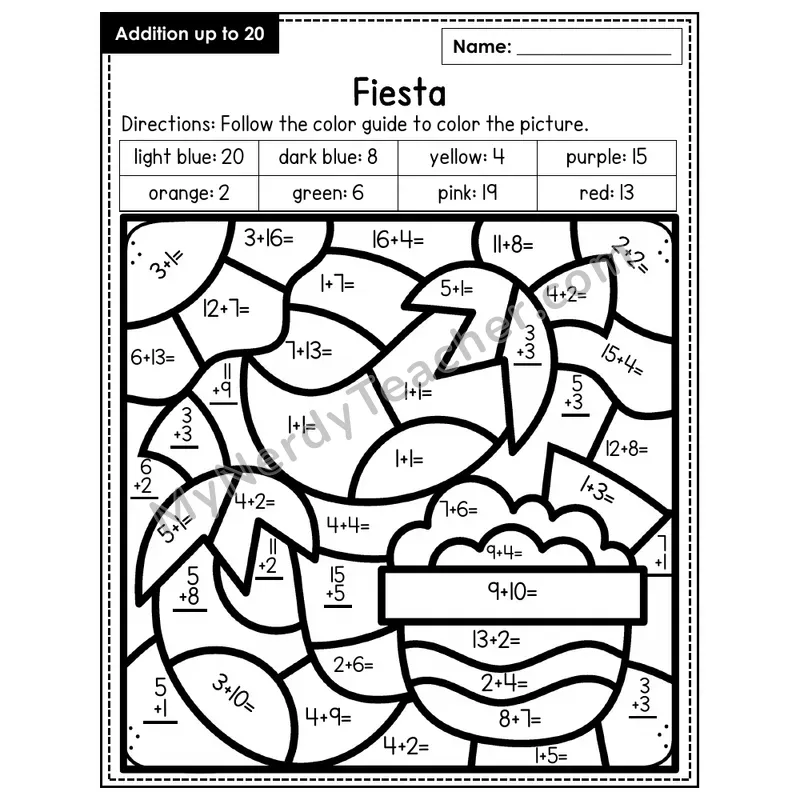 Addition to 20 Color by Number — Fiesta (Page 4)