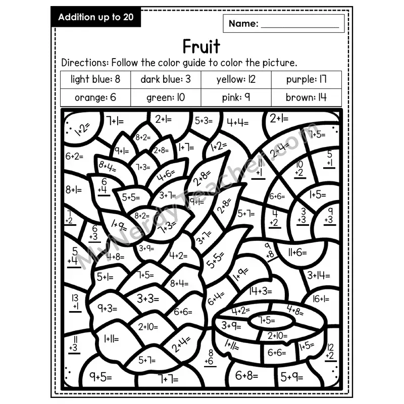 Addition to 20 Color by Number — Fruit (Page 6)