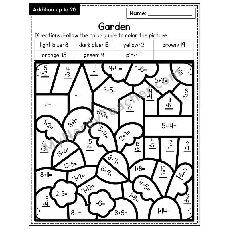 Addition to 20 Color by Number — Garden (Page 4)
