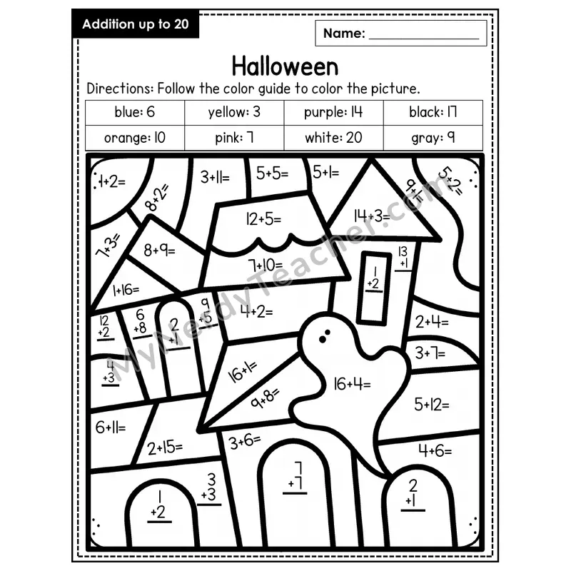 Addition to 20 Color by Number — Halloween (Page 2)