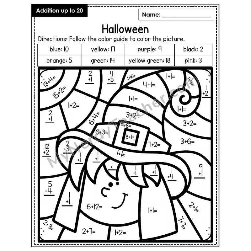 Addition to 20 Color by Number — Halloween (Page 7)